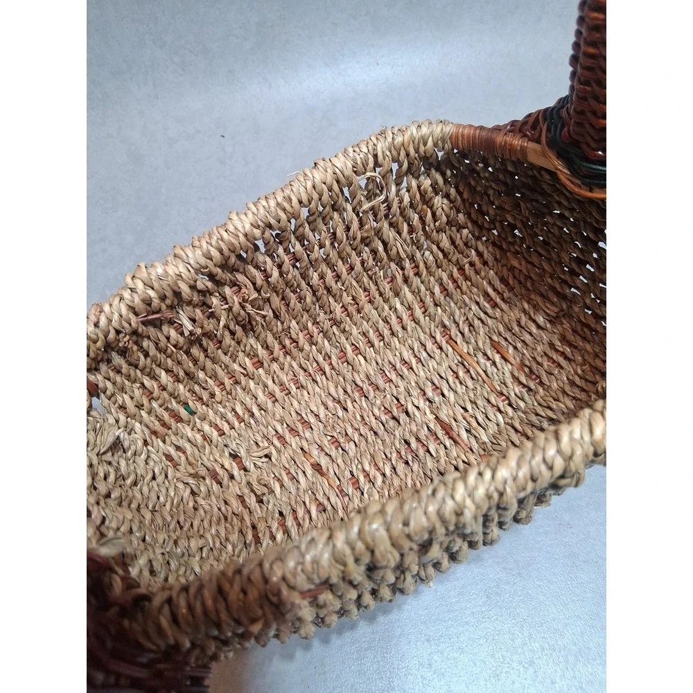 Vintage Woven Rattan Wicker Turkey Basket Thanksgiving Autumn Fall Decor